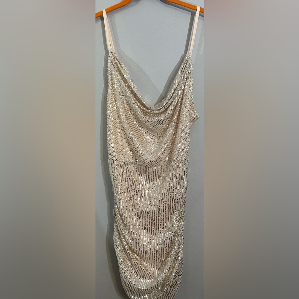 NEW Cowl Neck Sequin Mini Dress - Picture 2 of 11